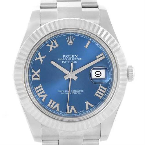Photo of Rolex Datejust II Steel 18K White Gold Blue Dial Watch 116334 Unworn
