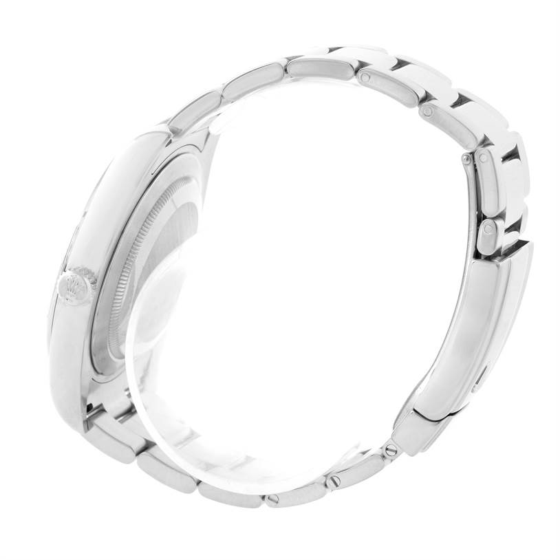 The image shows a side profile of the Rolex Datejust 41 116334BLRO Men's Stainless Steel Blue Dial 116334BLRO Men's Stainless Steel Blue Dial watch, focusing on the case and bracelet.