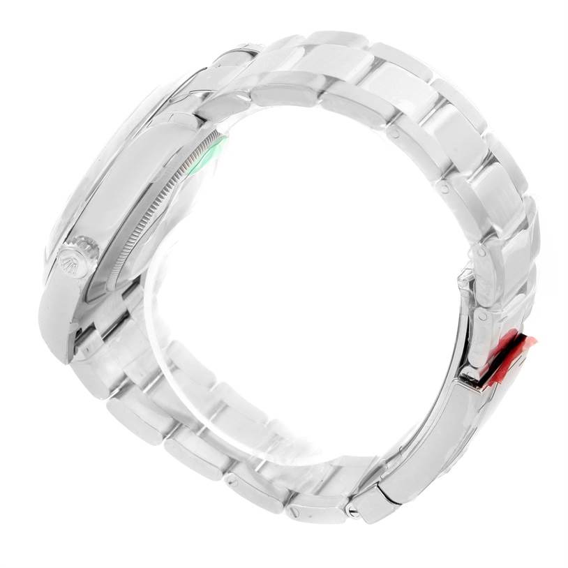 The image shows a side view of a Rolex Datejust 41 116300 Men's Stainless Steel Grey Dial 116300 Men's Stainless Steel Grey Dial, highlighting its bracelet, clasp, and crown.