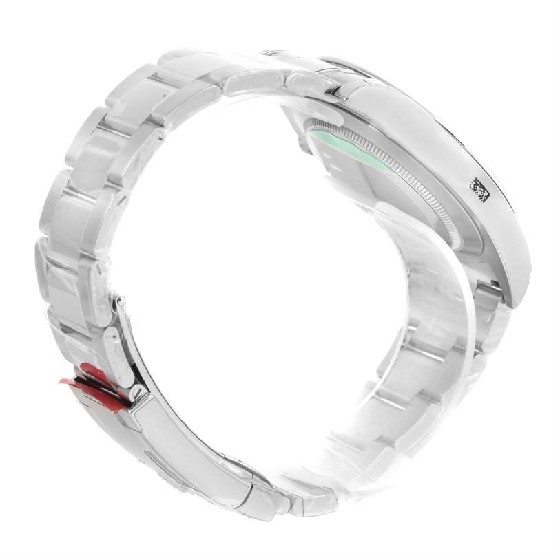 The image shows a side angle of the Rolex Datejust 41 116300 Men's Stainless Steel Grey Dial 116300 Men's Stainless Steel Grey Dial, focusing on the bracelet and partially covered case back.