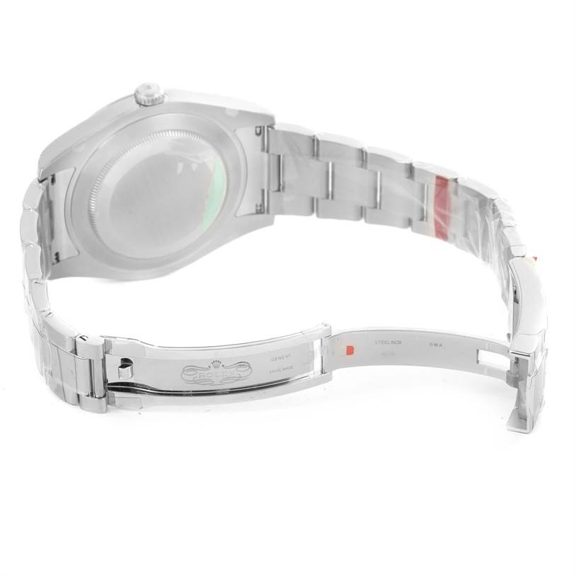 This image shows the back and open bracelet clasp of a Rolex Datejust 41 116300 Men's Stainless Steel Grey Dial 116300 Men's Stainless Steel Grey Dial watch, highlighting the case back and bracelet.