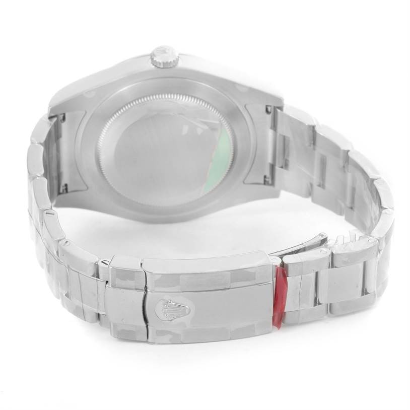 The image shows the back view of a Rolex Datejust 41 116300 Men's Stainless Steel Grey Dial 116300 Men's Stainless Steel Grey Dial watch, focusing on the case back and metal bracelet.