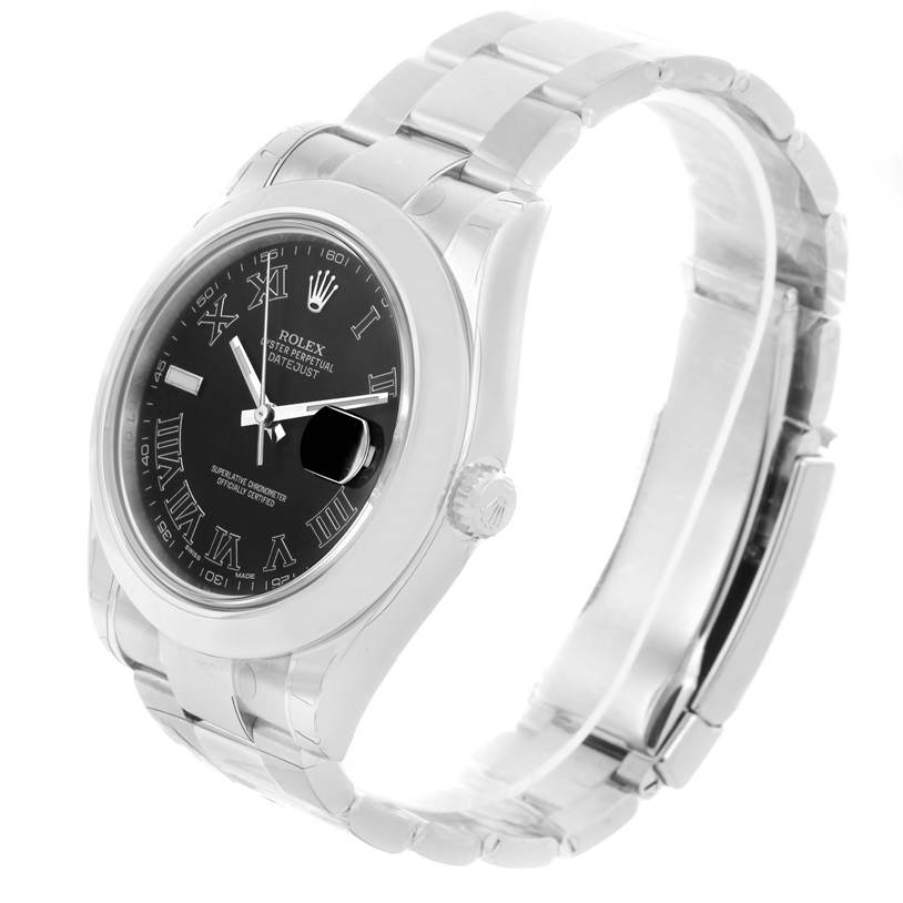 The image shows a Rolex Datejust 41 116300 Men's Stainless Steel Grey Dial 116300 Men's Stainless Steel Grey Dial model from an angle that highlights the face, bezel, and metal bracelet.