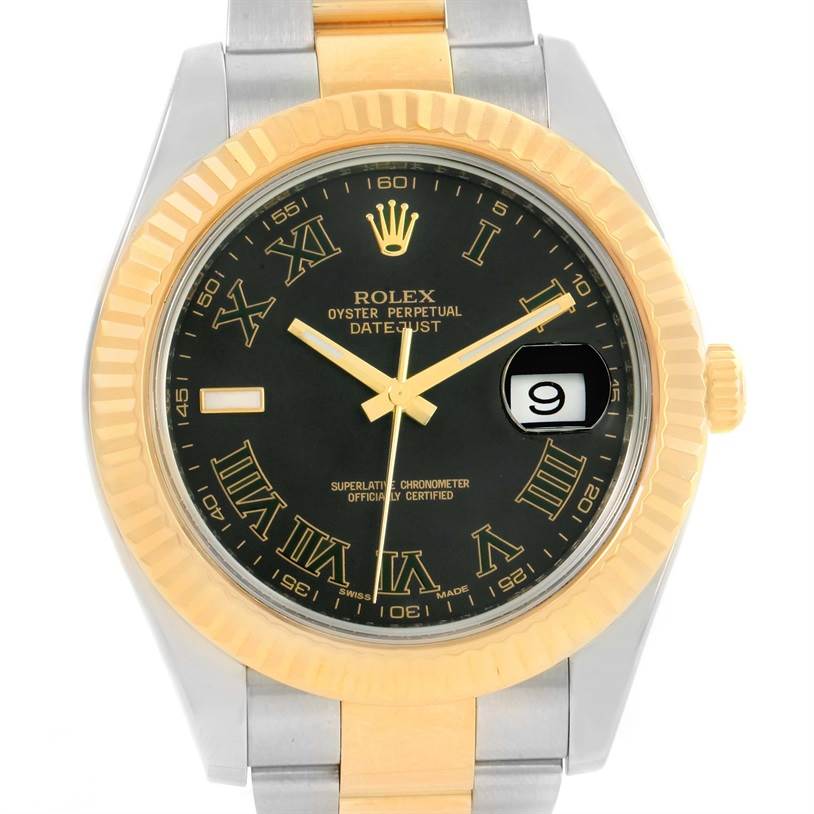 The image shows a Rolex Datejust 41 116333 Men's Steel and Gold (two tone) Grey Dial 116333 Men's Steel and Gold (two tone) Grey Dial watch from a front angle, highlighting its dial, bezel, hands, and part of the bracelet.