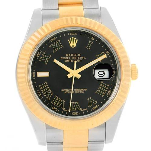 Photo of Rolex Datejust II Mens Steel 18K Yellow Gold Gray Dial Watch 116333