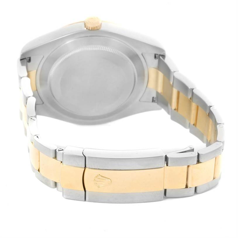 The image shows the case back and bracelet of the Rolex Datejust 41 116333 Men's Steel and Gold (two tone) Champagne Dial 116333 Men's Steel and Gold (two tone) Champagne Dial, featuring a two-tone metal design. 