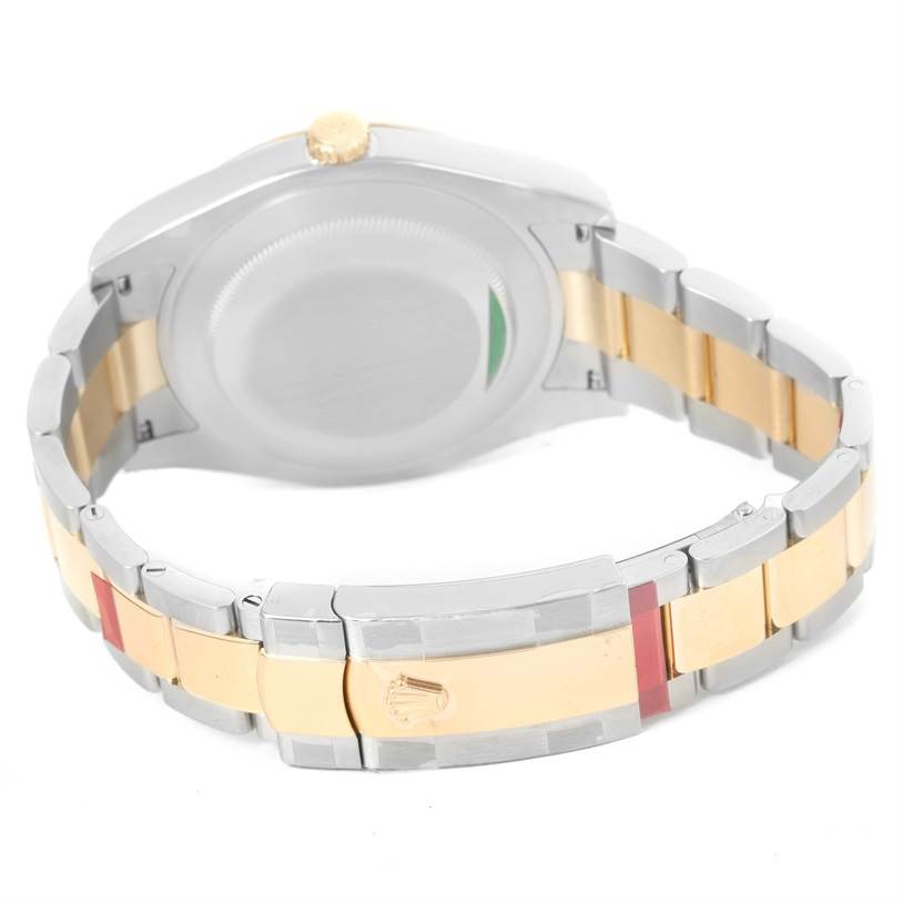 This image shows the back case and bracelet of the Rolex Datejust 41 116333 Men's Steel and Gold (two tone) Grey Dial 116333 Men's Steel and Gold (two tone) Grey Dial watch, highlighting its bi-metallic design and clasp.