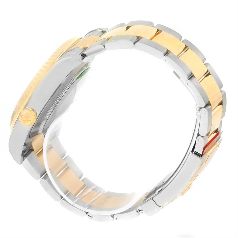 This image shows the side view of a Rolex Datejust 41 116333 Men's Steel and Gold (two tone) Grey Dial 116333 Men's Steel and Gold (two tone) Grey Dial model watch, highlighting the case, crown, and bracelet.