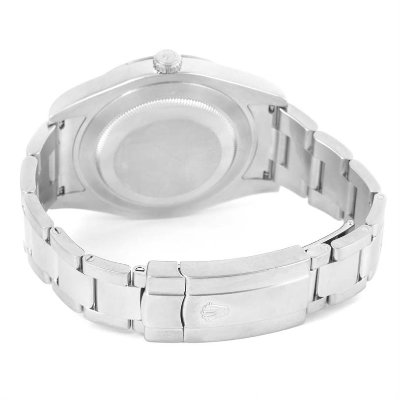 The image shows the back and bracelet clasp of the Rolex Datejust 41 116334BLRO Men's Stainless Steel Blue Dial 116334BLRO Men's Stainless Steel Blue Dial watch from a rear angle.