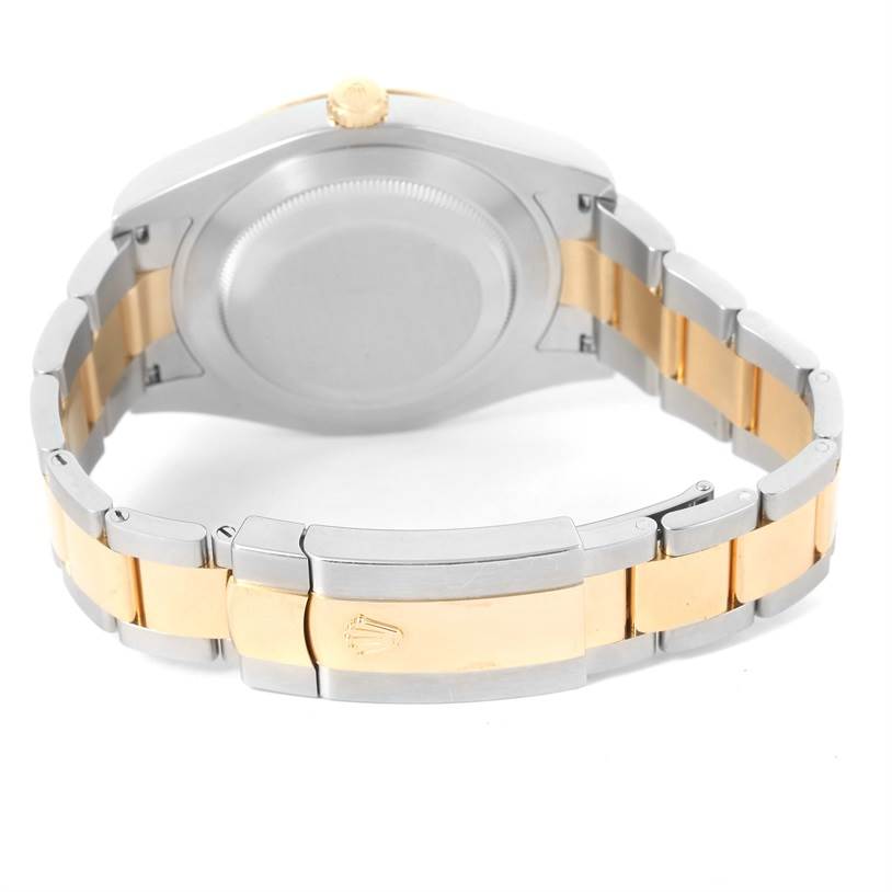 The image shows the back view of the Rolex Datejust 41 116333 Men's Steel and Gold (two tone) Black Dial 116333 Men's Steel and Gold (two tone) Black Dial, highlighting the caseback and two-tone bracelet.