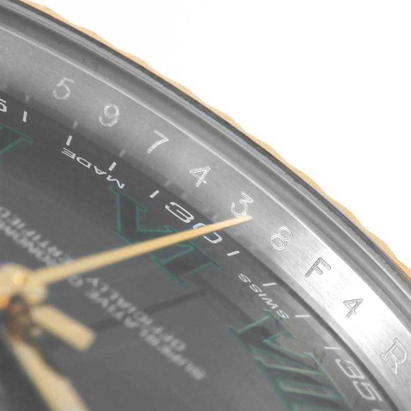 The image shows a close-up of the bezel, dial, and hour markings of the Rolex Datejust 41 116333 Men
s Steel and Gold (two tone) Grey Dial 116333 Men
s Steel and Gold (two tone) Grey Dial watch.