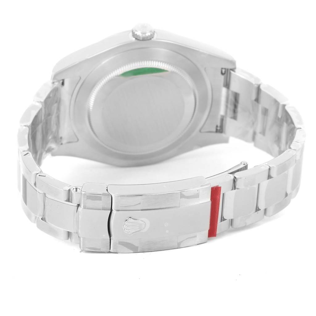 The image shows the back view of a Rolex Datejust 41 116300 Men's Stainless Steel White Dial 116300 Men's Stainless Steel White Dial watch, focusing on the case back and bracelet clasp.