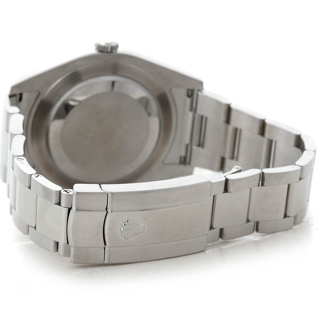 This image shows the back case and bracelet of a Rolex Datejust 41 116300 Men's Stainless Steel White Dial 116300 Men's Stainless Steel White Dial watch, viewed from the rear angle.