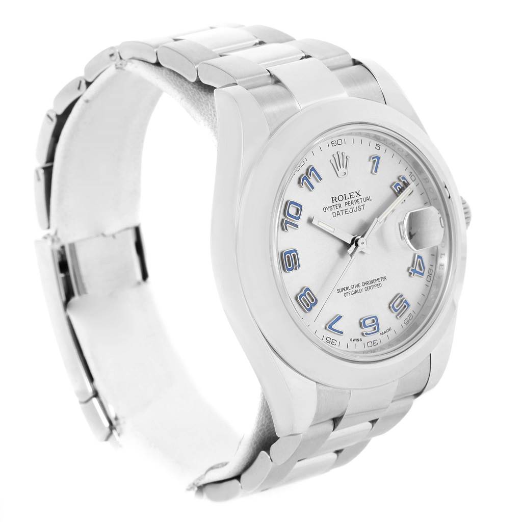 The Rolex Datejust 41 116300 Men's Stainless Steel Silver Dial 116300 Men's Stainless Steel Silver Dial watch is shown at a three-quarter angle displaying the dial, bezel, and bracelet.