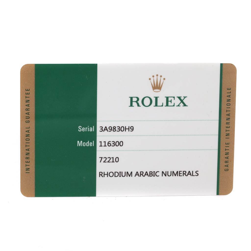 The image shows a Rolex international guarantee card for the Datejust 41 model.