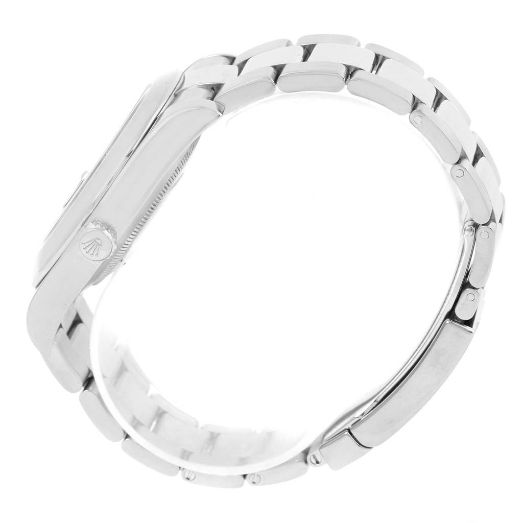 The image shows a side profile of the Rolex Datejust 41 116300 Men's Stainless Steel Blue Dial 116300 Men's Stainless Steel Blue Dial, highlighting its bracelet and case, with the crown and links visible.