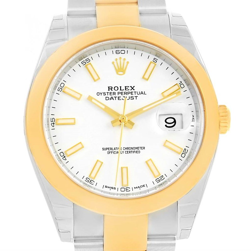 Rolex Datejust 41 Steel 18K Yellow Gold White Dial Watch 126303 Unworn SwissWatchExpo