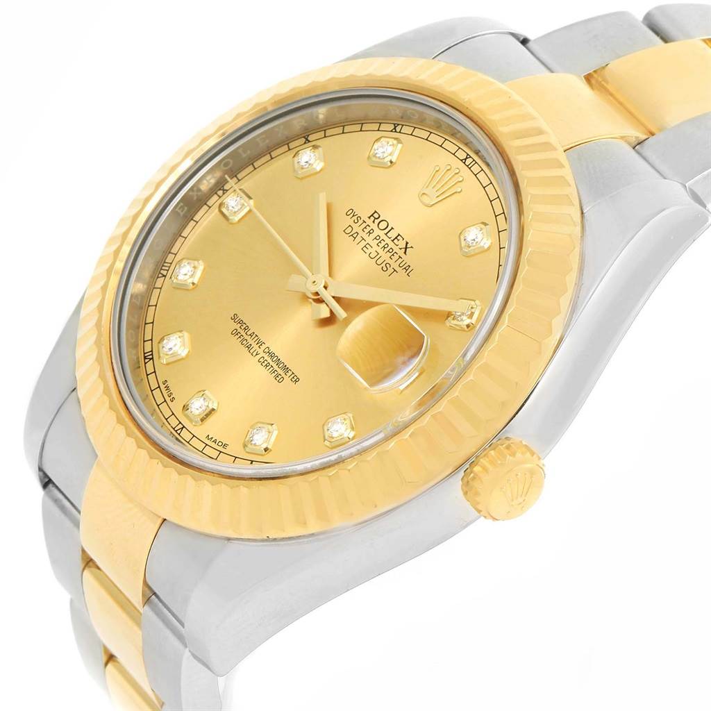 The image shows a close-up of the Rolex Datejust 41 116333 Men's Steel and Gold (two tone) Champagne Dial 116333 Men's Steel and Gold (two tone) Champagne Dial model, highlighting the dial, bezel, crown, and part of the bracelet.