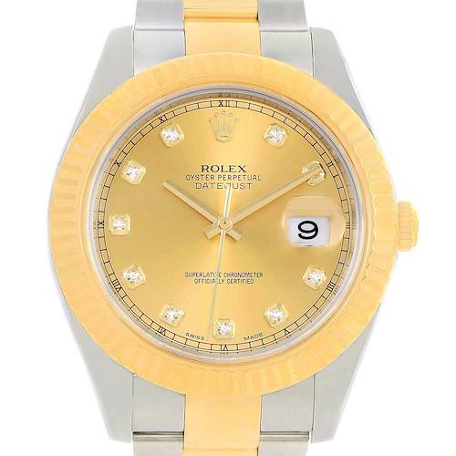 Photo of Rolex Datejust II Steel 18K Yellow Gold Diamond Mens Watch 116333