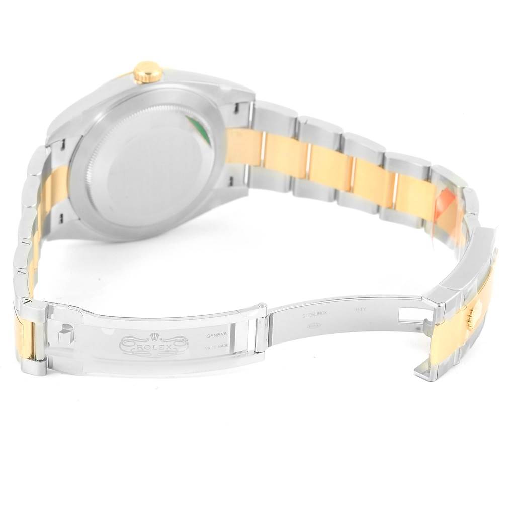 The image shows the open clasp and back view of the Rolex Datejust 41 126333 Men's Steel and Gold (two tone) Silver Dial 126333 Men's Steel and Gold (two tone) Silver Dial watch, highlighting its two-tone bracelet.