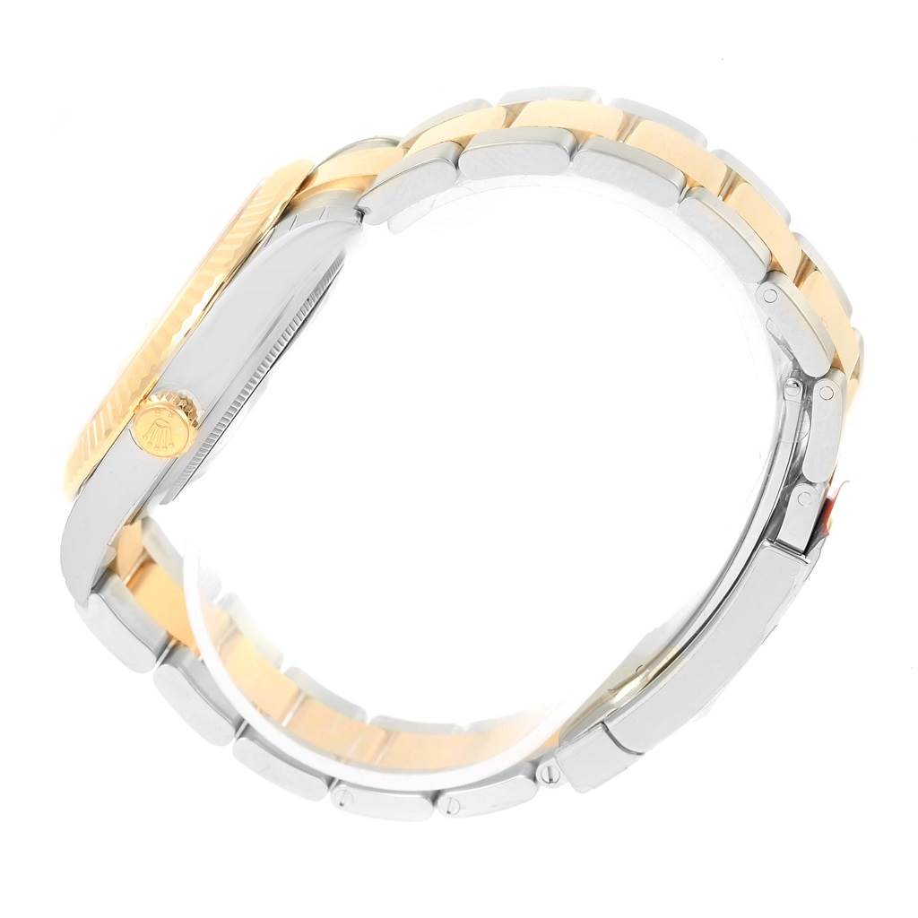 The image shows a side view of the Rolex Datejust 41 126333 Men's Steel and Gold (two tone) Silver Dial 126333 Men's Steel and Gold (two tone) Silver Dial watch, highlighting the bracelet and crown.