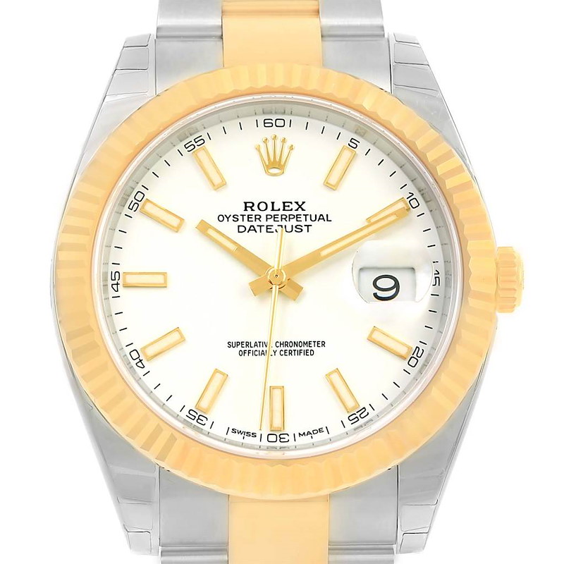 Rolex Datejust 41 Steel 18K Yellow Gold White Dial Watch 126333 Unworn SwissWatchExpo