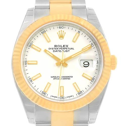 Photo of Rolex Datejust 41 Steel 18K Yellow Gold White Dial Watch 126333 Unworn