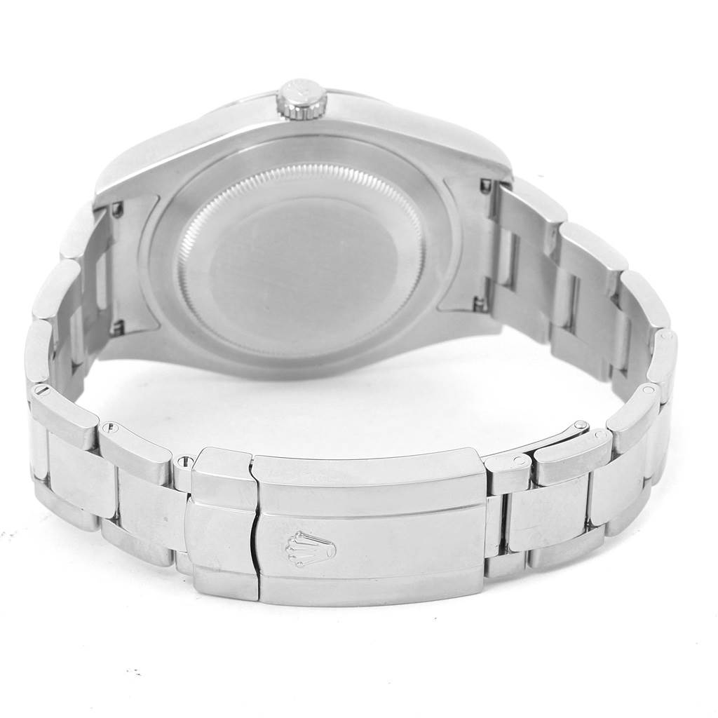 This image shows the back and clasp of a Rolex Datejust 41 116334 Men's Stainless Steel Black Dial 116334 Men's Stainless Steel Black Dial watch from a rear angle.