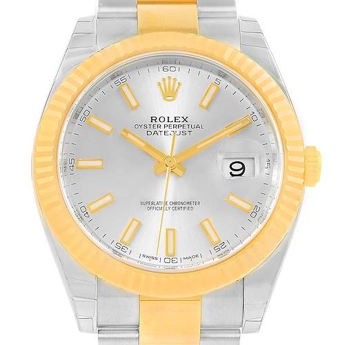 Photo of Rolex Datejust 41 Steel 18K Yellow Gold Silver Dial Watch 126333 Unworn