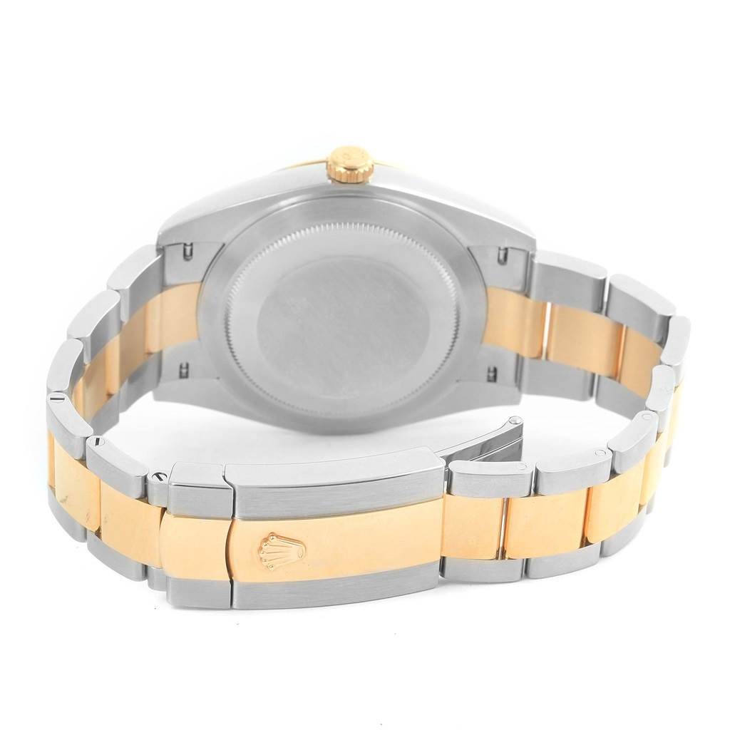 The image shows the back view of the Rolex Datejust 41 126333 Men's Steel and Gold (two tone) Black Dial 126333 Men's Steel and Gold (two tone) Black Dial, highlighting the case back, crown, and two-tone bracelet with the clasp visible.