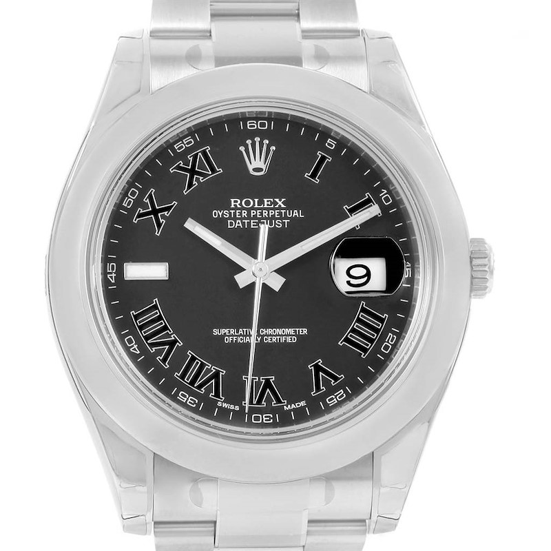 Rolex Datejust II Grey Roman Dial Mens Steel Watch 116300 Unworn SwissWatchExpo