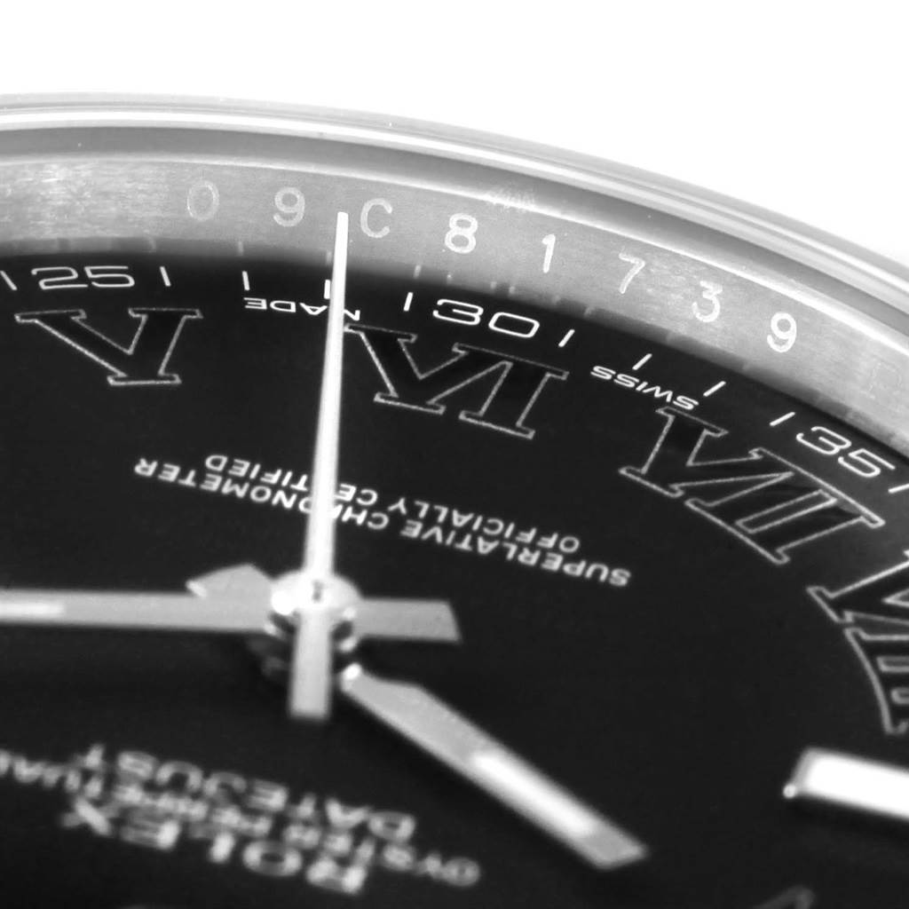 The image shows a close-up view of the dial and hands of the Datejust 41 model by Rolex.
