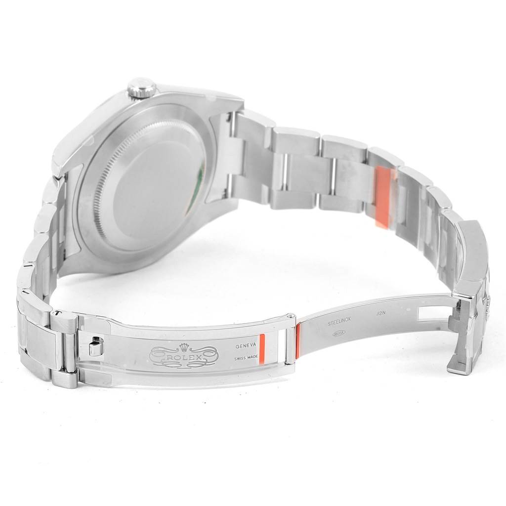 The image shows the open clasp and back of the bracelet of a Rolex Datejust 41 116300 Men's Stainless Steel Grey Dial 116300 Men's Stainless Steel Grey Dial model.