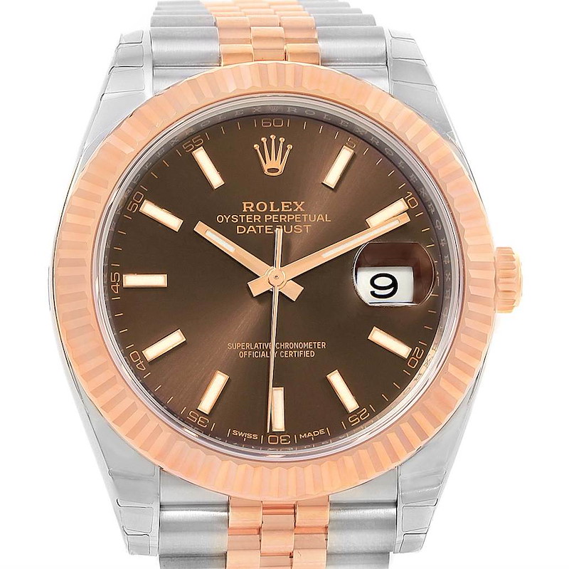 Rolex Datejust 41 Steel Everose Gold Chocolate Dial Watch 126331 Unworn SwissWatchExpo
