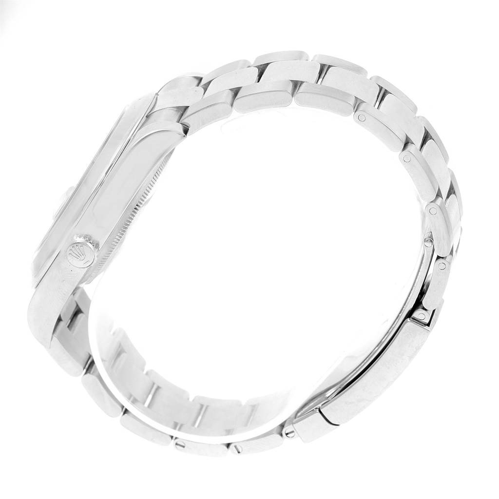 The image shows a side angle of a Rolex Datejust 41 116300 Men's Stainless Steel Blue Dial 116300 Men's Stainless Steel Blue Dial watch, highlighting the bracelet and crown.