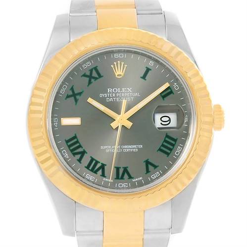 Photo of Rolex Datejust II Steel Yellow Gold Green Roman Watch 116333 (Partial Payment)