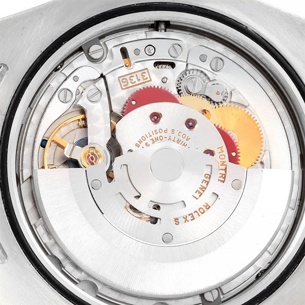 This image shows the internal movement mechanism of a Rolex Datejust 41 116333 Men's Steel and Gold (two tone) Silver Dial 116333 Men's Steel and Gold (two tone) Silver Dial watch from a close-up angle.