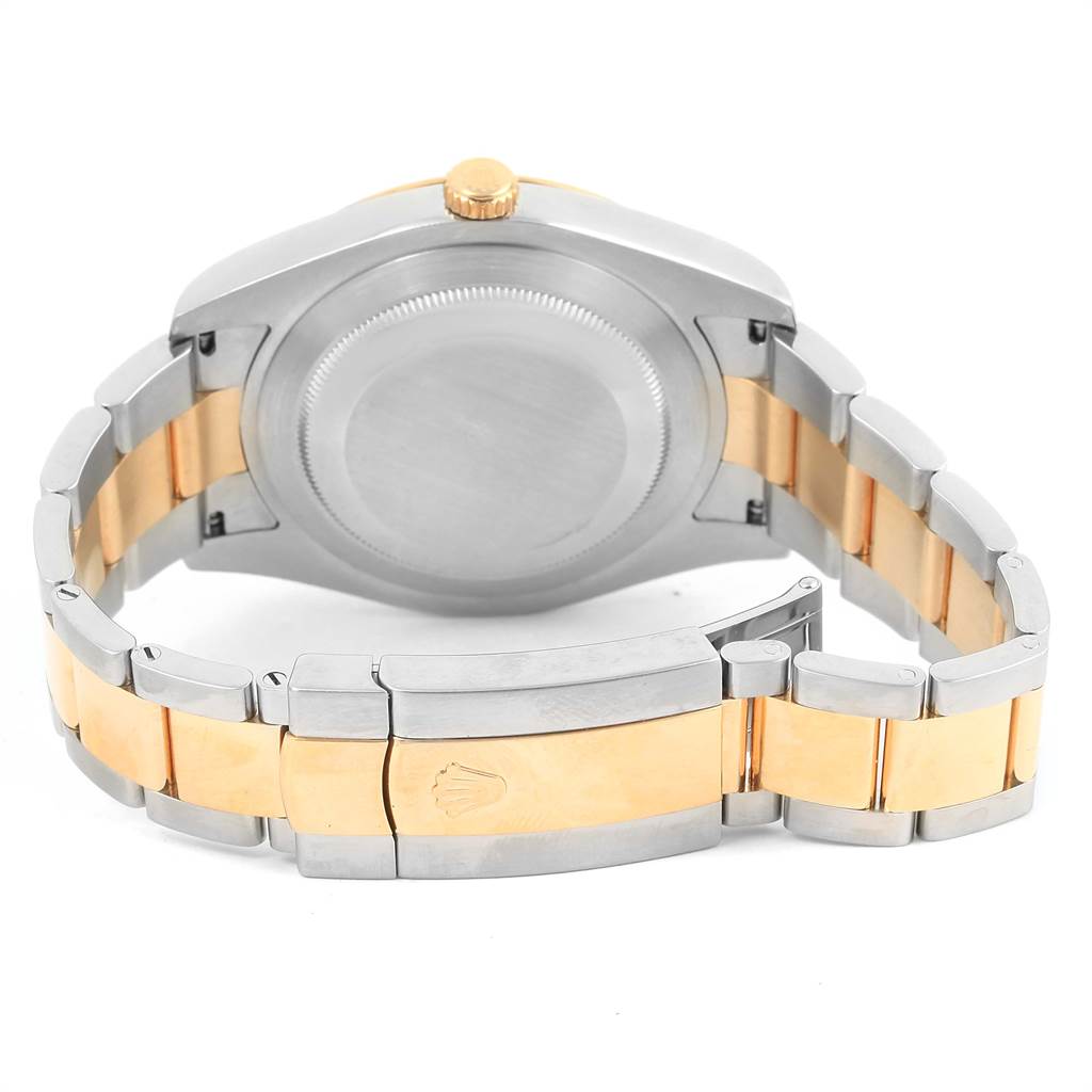 The image shows the back view of the Rolex Datejust 41 116333 Men's Steel and Gold (two tone) Silver Dial 116333 Men's Steel and Gold (two tone) Silver Dial, highlighting the case back and two-tone bracelet with clasp.