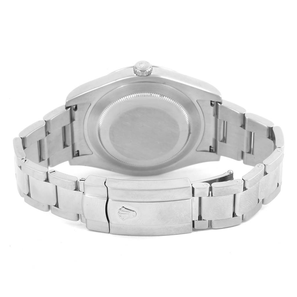 The image shows the back view and clasp of a Rolex Datejust 41 116300 Men's Stainless Steel Blue Dial 116300 Men's Stainless Steel Blue Dial watch, highlighting its bracelet and case back.