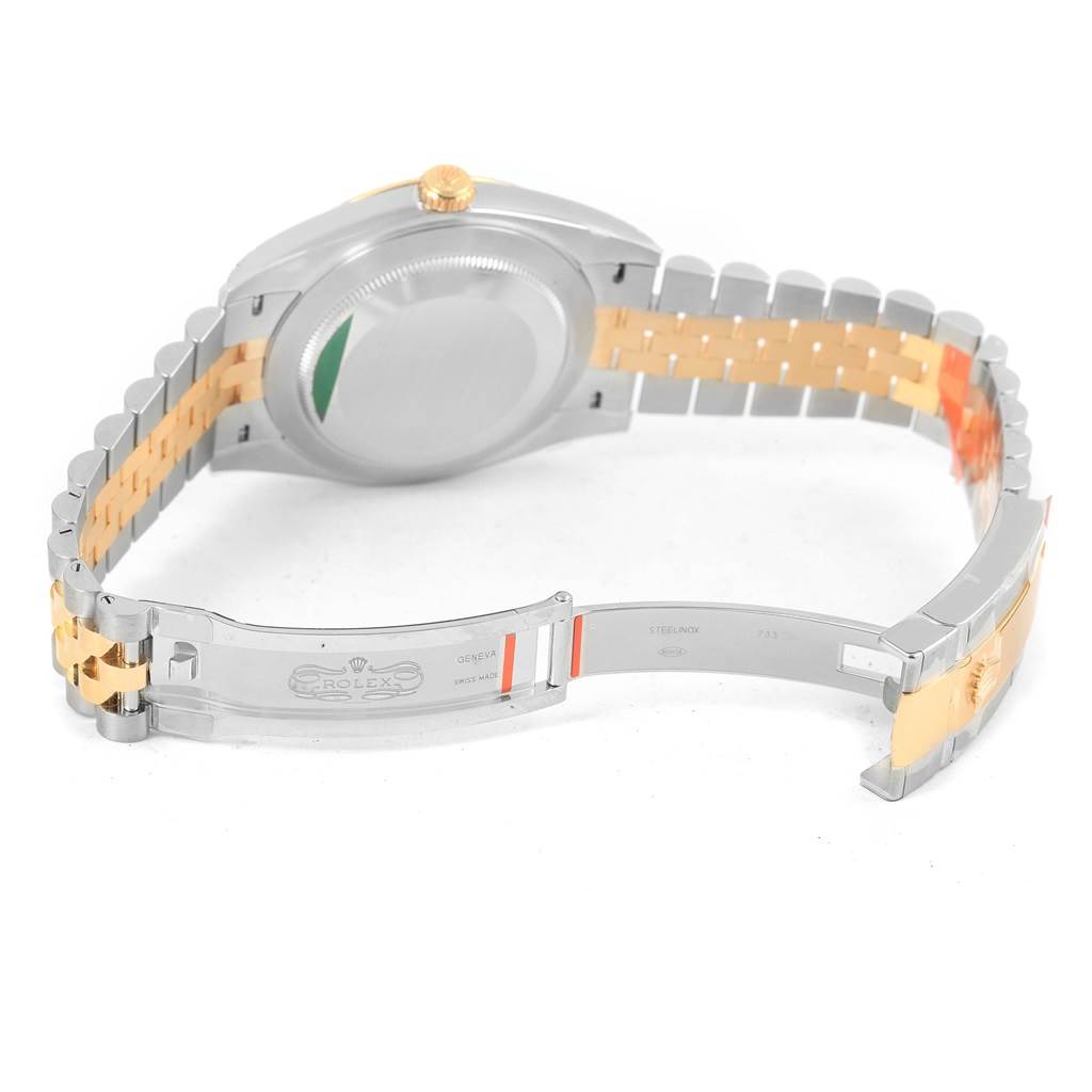 The image shows the back and bracelet of a Rolex Datejust 41 126333 Men's Steel and Gold (two tone) Silver Dial 126333 Men's Steel and Gold (two tone) Silver Dial watch, highlighting the clasp and two-tone metal links.