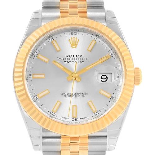 Photo of Rolex Datejust 41 Steel Yellow Gold Silver Dial Watch 126333 Unworn