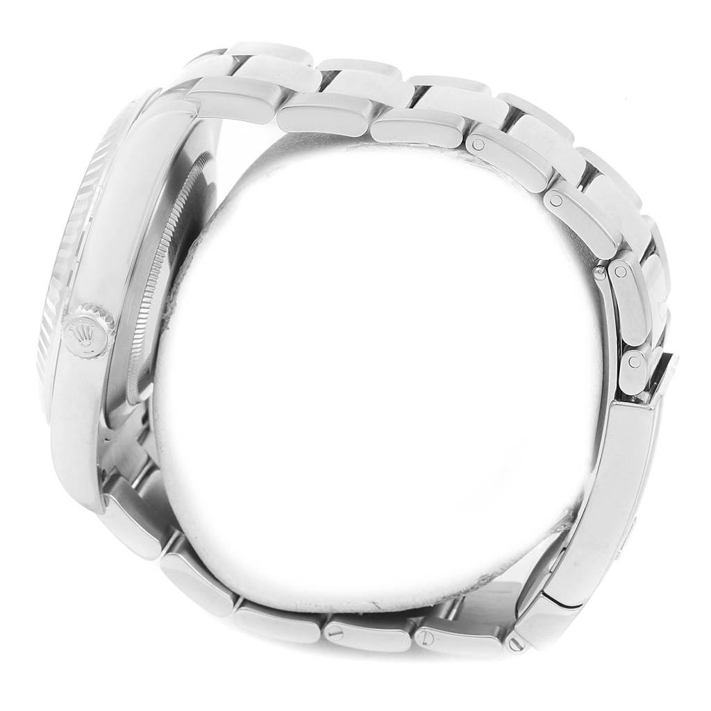 The image shows a side view of the case, bezel, crown, and bracelet of the Rolex Datejust 41 116334 Men's Stainless Steel Silver Dial 116334 Men's Stainless Steel Silver Dial watch.