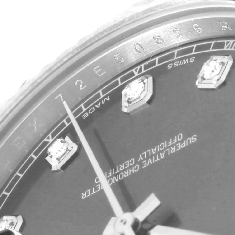 This image shows a close-up angle of the dial, bezel, and minute hand of a Rolex Datejust 41 116334 Men's Stainless Steel Grey Dial 116334 Men's Stainless Steel Grey Dial watch.