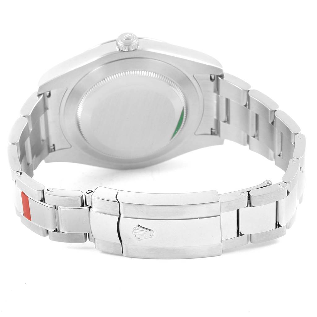 This image shows the back case and bracelet clasp of the Rolex Datejust 41 116300 Men's Stainless Steel Blue Dial 116300 Men's Stainless Steel Blue Dial watch at a slight angle.