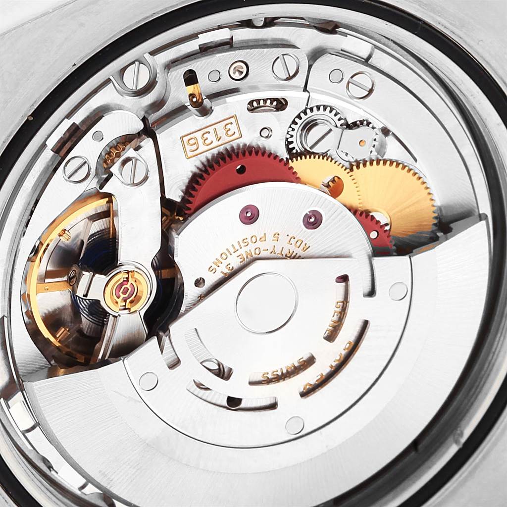 The image shows the internal mechanical movement of a Rolex Datejust 41 116300 Men's Stainless Steel Silver Dial 116300 Men's Stainless Steel Silver Dial watch.