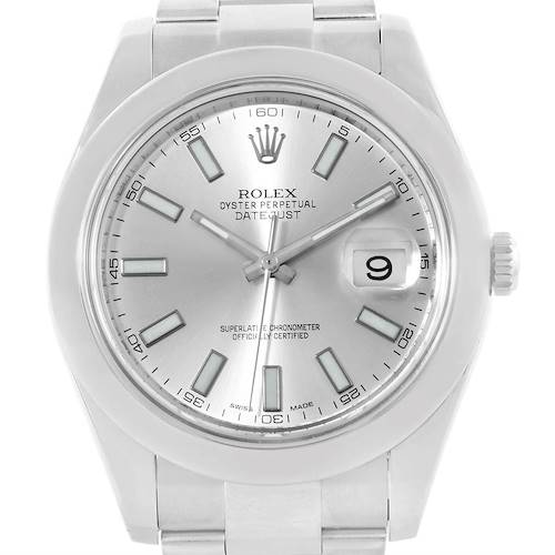 Photo of Rolex Datejust II Silver Dial Steel Mens Watch 116300 Box Card