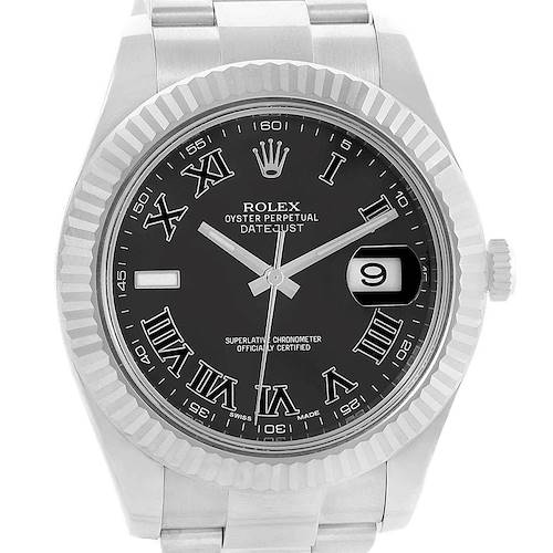 Photo of Rolex Datejust II Steel White Gold Grey Dial Mens Watch 116334 Box