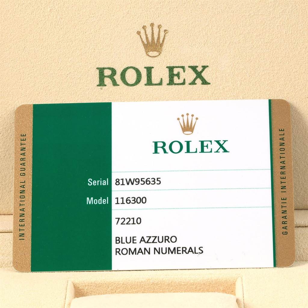 This image shows a Rolex guarantee card for the Datejust 41 model with details on serial, model, and specifications.