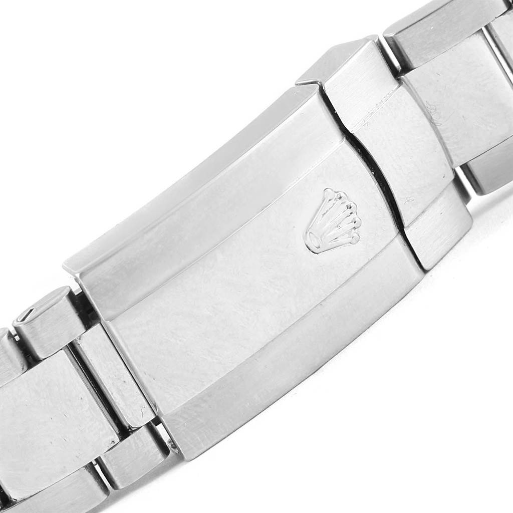 This image shows a close-up of the clasp and metal bracelet of the Rolex Datejust 41 116334 Men's Stainless Steel Black Dial 116334 Men's Stainless Steel Black Dial watch.