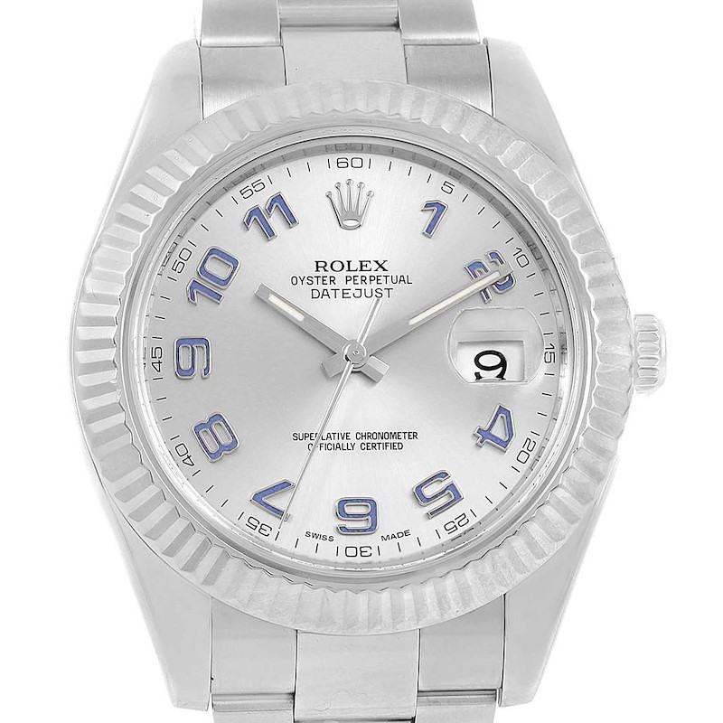 Rolex Datejust II Steel White Gold Silver Dial Watch 116334 Box Card SwissWatchExpo